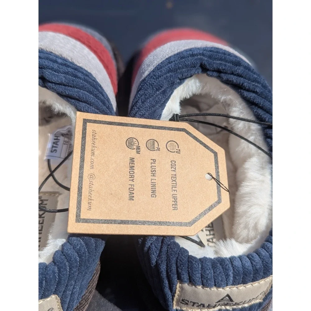 NWT Kids Cozy Corduroy Memory Foam Slippers Striped Staheekum Toddler 10